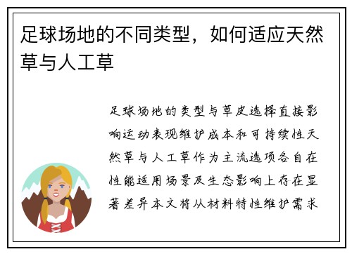 足球场地的不同类型,如何适应天然草与人工草